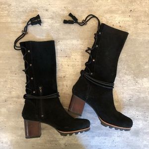 Sorel black suede dress boots